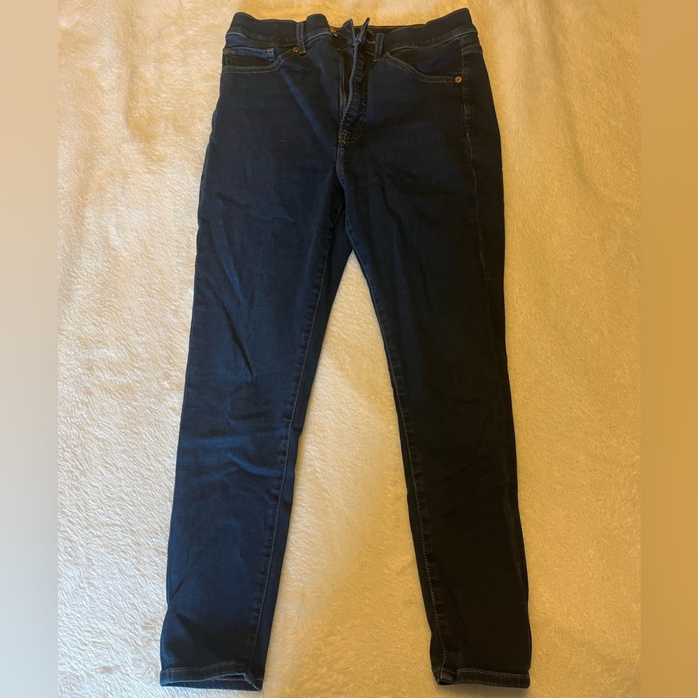 Express Women's Dark Blue Jeans - Skinny High Rise